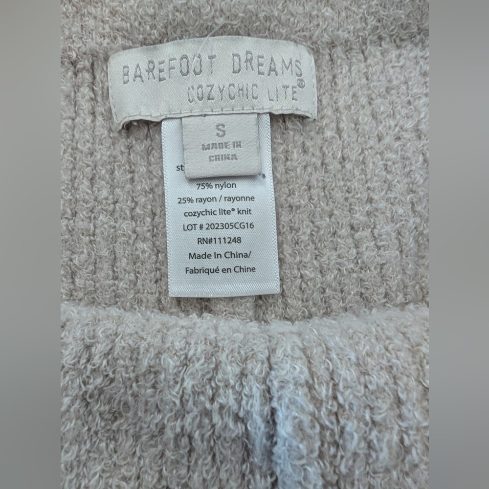 Barefoot Dreams CozyChic Lite Ribbed Side-Slit Lounge Pants Light Oatmeal Size S - Picture 7 of 12